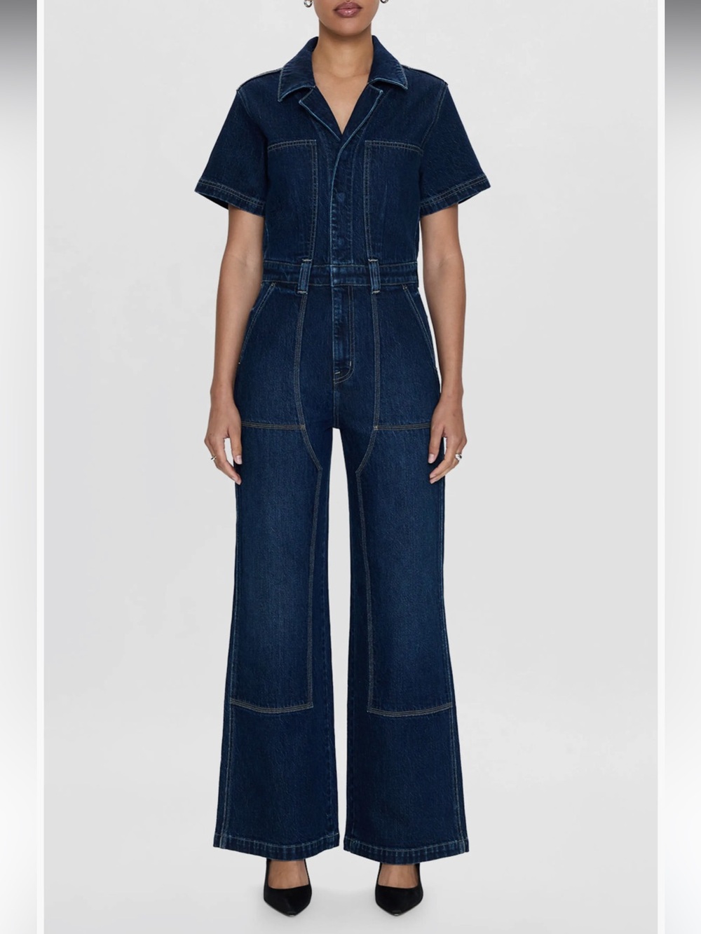 NWT Pistola Jacob Wide-Leg Denim Jumpsuit in Alpine
